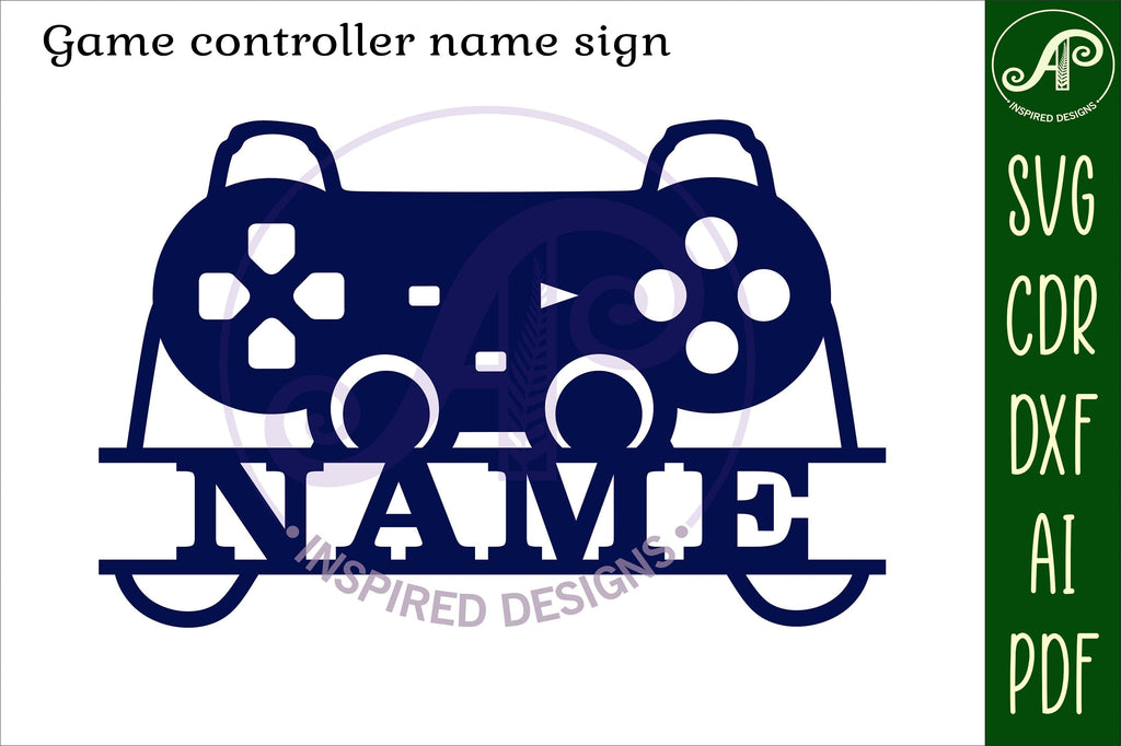 Game controller name sign svg laser cut template - So Fontsy