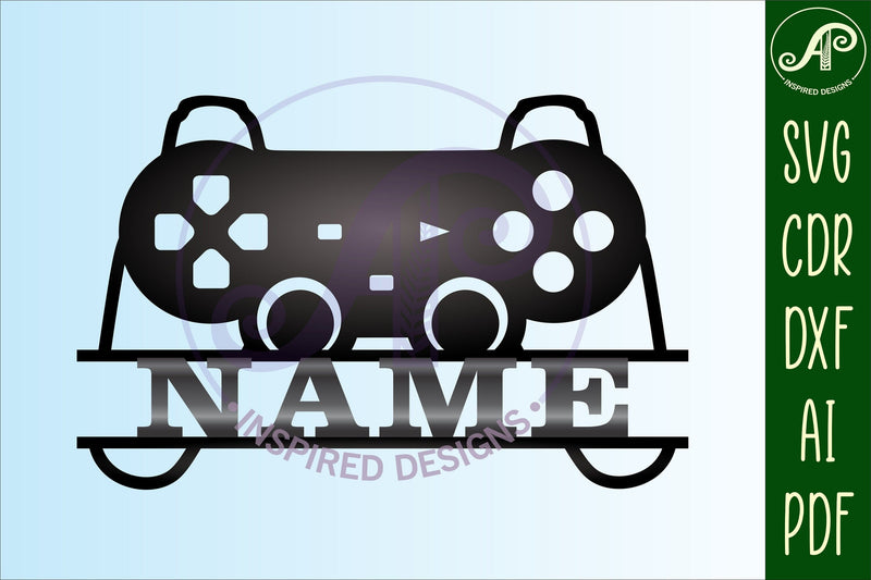 Game controller name sign svg laser cut template So Fontsy