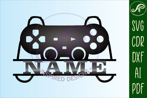 Game controller name sign svg laser cut template SVG APInspireddesigns 