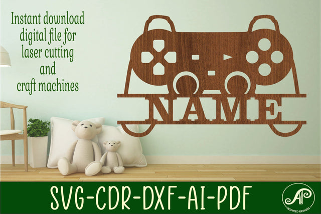 Game controller name sign svg laser cut template SVG APInspireddesigns 