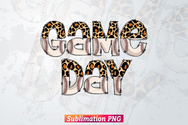 Game Day Baseball Leopard Letter Camouflage Sports T shirt Design Png Sublimation Printable Files Sublimation DesignDestine 