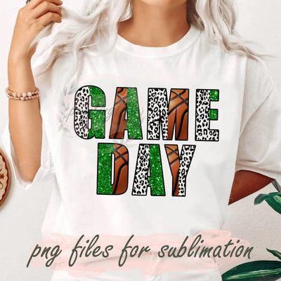 Game Day Basketball Design, Basketball Sublimation Png, Game Day Png, Green Glitter Png, Sublimation Design, Instant Download Sublimation PrintingLife 