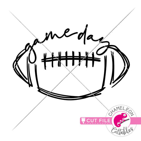 Game Day - Football Drawing - Sketch - SVG PNG DXF EPS JPEG SVG Chameleon Cuttables 