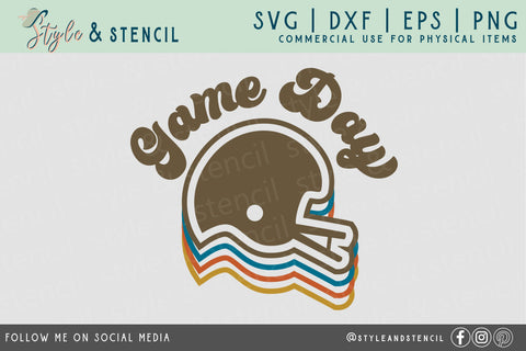 Game Day Helmet Retro SVG SVG Style and Stencil 