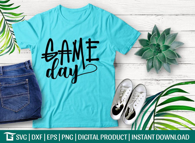 Game Day Svg Cut File, Football Svg, Hand Lettered Svg, Sports Svg, Tshirt Design, SVG ETC Craft 