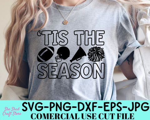 Game Day Svg - Tis' The Season Svg - Football Mom Shirt - Football Cut File SVG She Shed Craft Store 