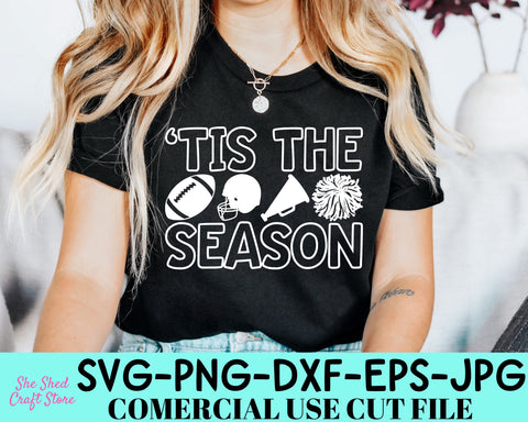 Game Day Svg - Tis' The Season Svg - Football Mom Shirt - Football Cut File SVG She Shed Craft Store 