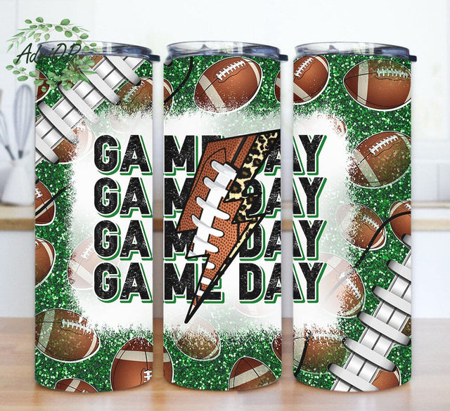 Game Day Tumbler Template, Football Leopard Lightning Bolt Design Png, Football Green Glitter Tumbler Wrap, America Football 20oz Tumbler Design, Sport Gift, Instant Download Sublimation AdriOP 