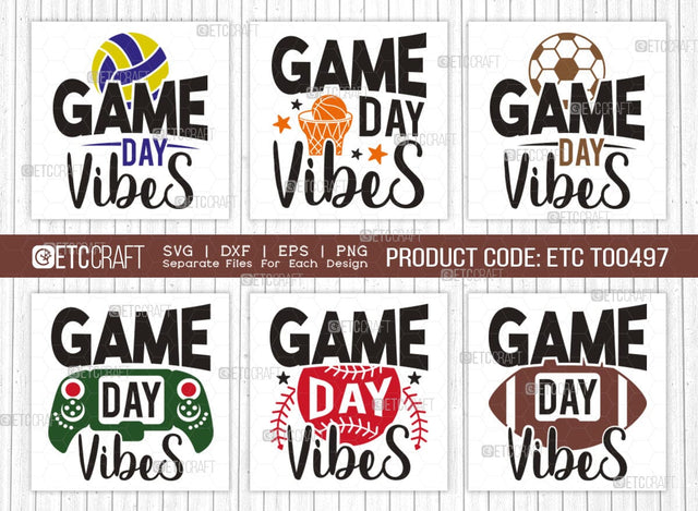 Game Day Vibes SVG Bundle, Game Day Svg, Gamer Svg, Football Svg, Sports Svg, Gaming Quote SVG ETC Craft 
