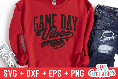 Game Day Vibes svg - Football svg - dxf - eps - Football Cut File - Football png - Silhouette - Cricut - Digital Download SVG Svg Cuttables 