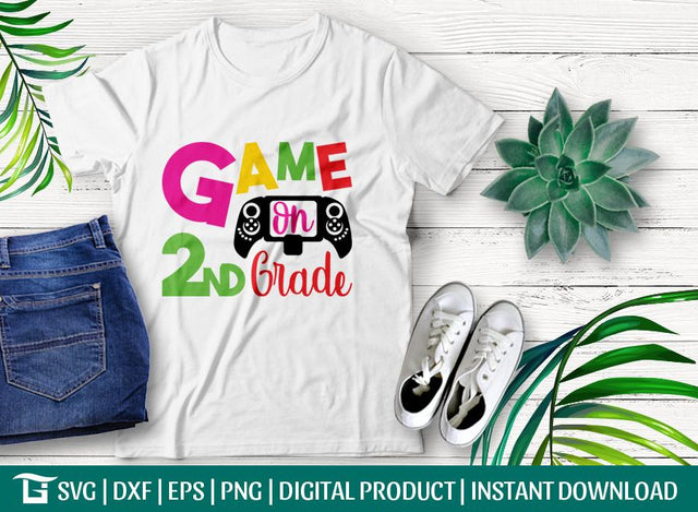 Game On 2nd Grade Scf Cut File, First Day Of School Svg, Game On Svg, Second Grade Teacher Svg, Tshirt Design, SVG ETC Craft 