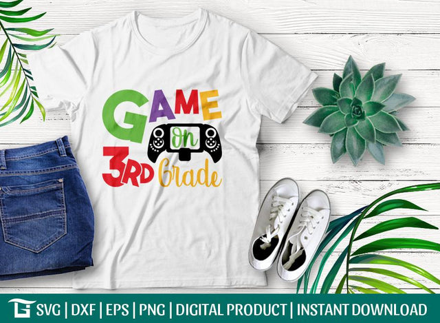 Game On 3rd Grade Svg Cut File, Funny Boy Quote Svg, Kids Video Game Svg, Gaming Svg, Tshirt Design, SVG ETC Craft 