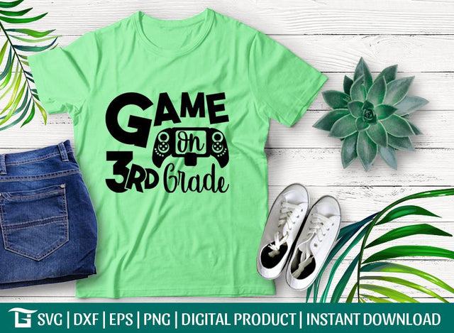 Game On 3rd Grade Svg Cut File, Third Grade Teacher Svg, KidsVideo Game Svg, Video Game Svg, Tshirt Design, SVG ETC Craft 