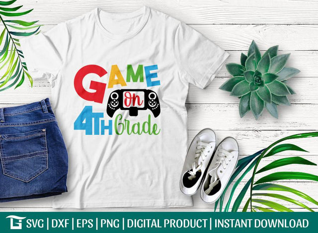 Game On 4th Grade Svg Cut File, Game On Svg, Video Game Svg, School Svg, Gamer Svg, Tshirt Design, SVG ETC Craft 