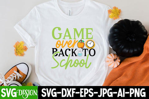 Game Over Back to School SVG Cut File, 100 Days of School SVG Cut File, 100 Days of School SVG Design, Teacher SVG Cut File, Back to School SVG Design, Teacher SVG Quotes, Back to School Sublimation PNG SVG BlackCatsMedia 
