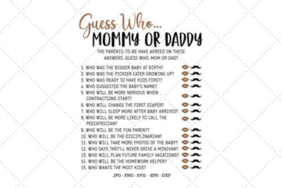 Game Templates, Game Printable, Baby Shower Game, Mom To Be, Baby Shower Fun, Who Knows Mommy Best SVG SVG Digital Designer 