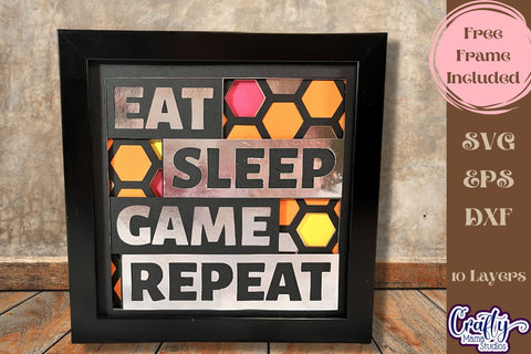 Gamer 3D Layered Shadow Box Svg, Video Game Quote Gift SVG Crafty Mama Studios 