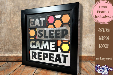 Gamer 3D Layered Shadow Box Svg, Video Game Quote Gift SVG Crafty Mama Studios 