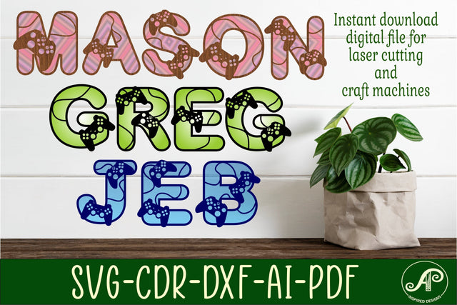 Gamer alphabet set. 2 layer letters. 44 letter SVG APInspireddesigns 