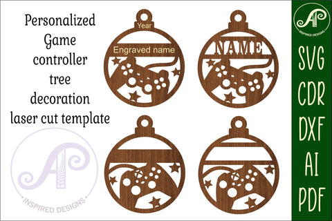 Gamer Christmas Ornaments, 2 designs SVG laser cut SVG APInspireddesigns 