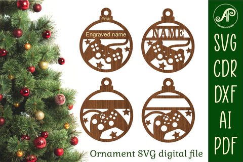 Gamer Christmas Ornaments, 2 designs SVG laser cut SVG APInspireddesigns 