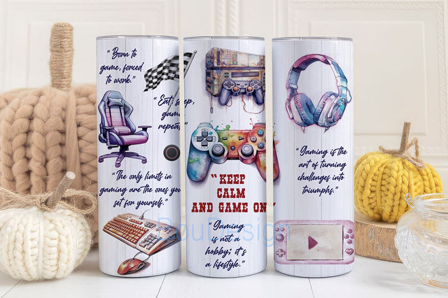 Gamer life 20oz Skinny Tumbler Sublimation Designs, Gaming PNG File Digital Download, Gaming tumbler png, Gaming tumbler wrap Sublimation BouDesign 