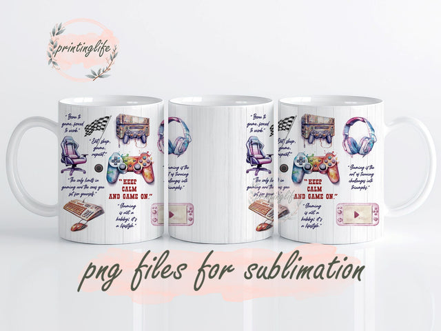 Gamer Life Sublimation Designs, Gaming PNG File Digital Download, Gaming tumbler png, Gaming mug wrap 11oz Sublimation PrintingLife 