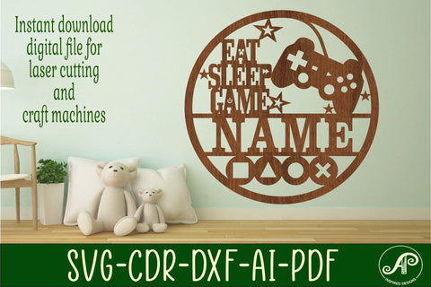 Gamer name sign svg laser cut template SVG APInspireddesigns 