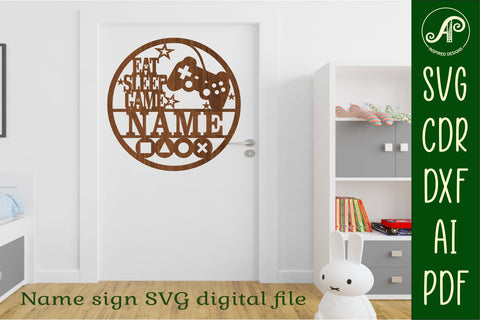 Gamer name sign svg laser cut template SVG APInspireddesigns 