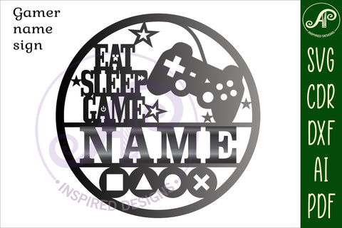 Gamer name sign svg laser cut template SVG APInspireddesigns 