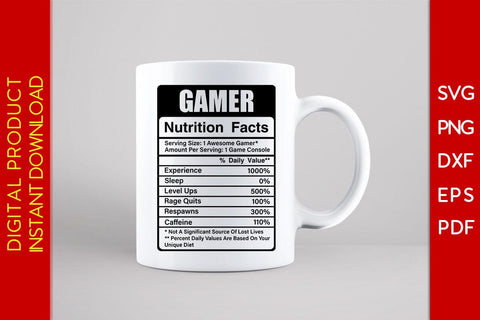 Gamer Nutrition Facts SVG PNG PDF Cut File SVG Creativedesigntee 