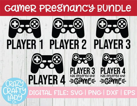 Gamer Pregnancy | Family Video Game SVG Cut File Bundle SVG Crazy Crafty Lady Co. 