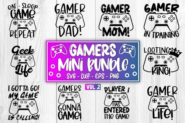 Gamer SVG Gaming SVG Mini Bundle Video Game SVG Bundle Vol 2 SVG Whistlepig Designs 