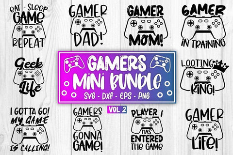 Gamer SVG Gaming SVG Mini Bundle Video Game SVG Bundle Vol 2 SVG Whistlepig Designs 