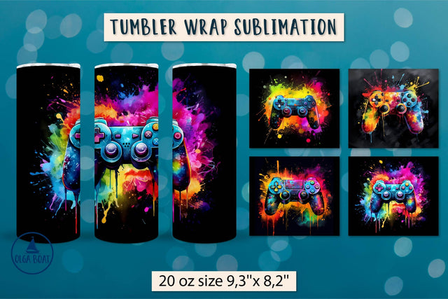 Gamer Tumbler wrap sublimation bundle | Boys tumbler wrap Sublimation Olga Boat Design 