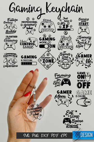 Gaming Keychain SVG Bundle, Gamer SVG, Gamer MOM, Gaming SVG SVG Fly Design 