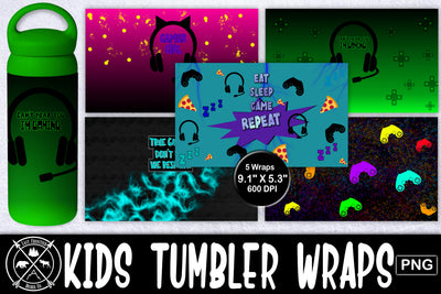 Gaming Kids Tumbler Wrap Bundle|Kids 12oz Tumbler Sublimation Last Frontier Design Co. 