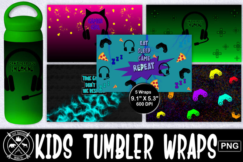 Gaming Kids Tumbler Wrap Bundle|Kids 12oz Tumbler Sublimation Last Frontier Design Co. 
