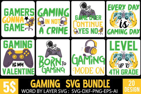 Gaming SVG Bundle,Gaming Quotes SVG Bundle,Gaming Cut Files,Gaming SVG Bundle, Gamer Svg, Game Svg, Game Controller Svg SVG BlackCatsMedia 