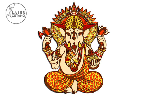 GANESHA Design For Laser Cutting or Paper Cut Multilayer Laser Cut Files, Mandala, SVG, 3D Designs SVG LaserCutano 
