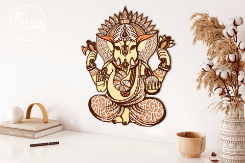 GANESHA Design For Laser Cutting or Paper Cut Multilayer Laser Cut Files, Mandala, SVG, 3D Designs SVG LaserCutano 