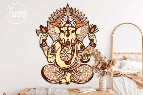 GANESHA Design For Laser Cutting or Paper Cut Multilayer Laser Cut Files, Mandala, SVG, 3D Designs SVG LaserCutano 