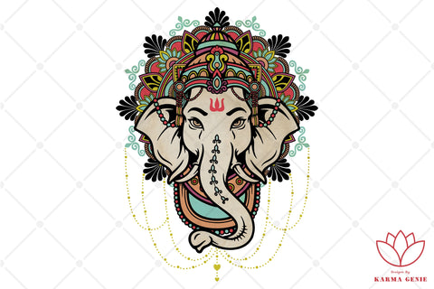 Ganesha Design - SVG PNG Indian Elephant Graphic Sublimation SVG Karma Genie Graphics 