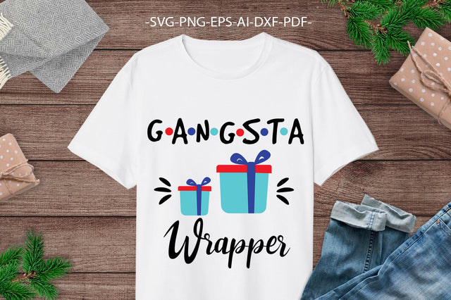 Gangsta Wrapper SVG | Gangsta shirt kid | Christmas Shirt SVG | Christmas Clipart | Dxf Cricut | Cricut silhouette ,svg cutting file SVG 1uniqueminute 