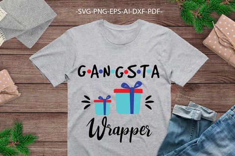 Gangsta Wrapper SVG | Gangsta shirt kid | Christmas Shirt SVG | Christmas Clipart | Dxf Cricut | Cricut silhouette ,svg cutting file SVG 1uniqueminute 