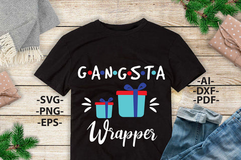 Gangsta Wrapper SVG | Gangsta shirt kid | Christmas Shirt SVG | Christmas Clipart | Dxf Cricut | Cricut silhouette ,svg cutting file SVG 1uniqueminute 