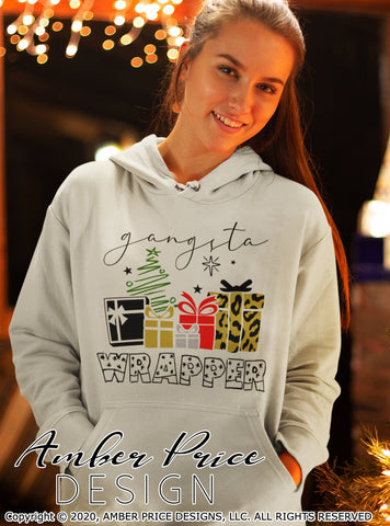 Gangsta Wrapper SVG PNG DXF | Funny Christmas SVG | Leopard Print |Christmas Present Wrapping Shirt SVG SVG Amber Price Design 