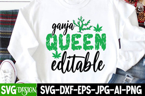 Ganja Queen Editable T-Shirt Design , Ganja Queen Editable SVG Cut File SVG BlackCatsMedia 
