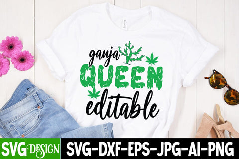 Ganja Queen Editable T-Shirt Design , Ganja Queen Editable SVG Cut File SVG BlackCatsMedia 