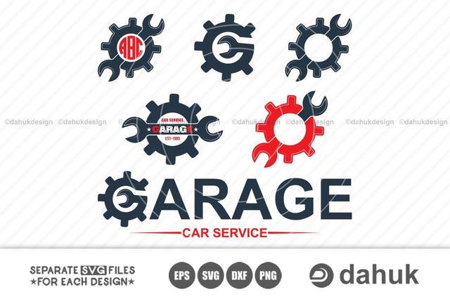 Garage Logo | Car Service Logo | Mechanic Logo | SVG | EPS | DXF | Png | Editable Vector SVG dahukdesign 